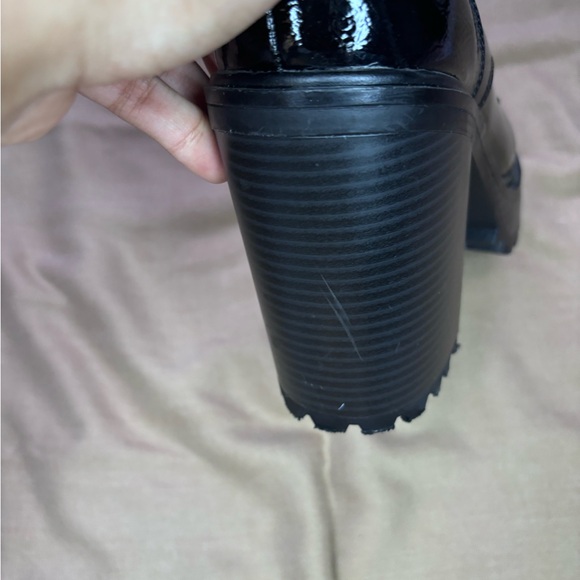 Black GBG Faux Leather Chunky Heel Boots - Picture 14 of 16